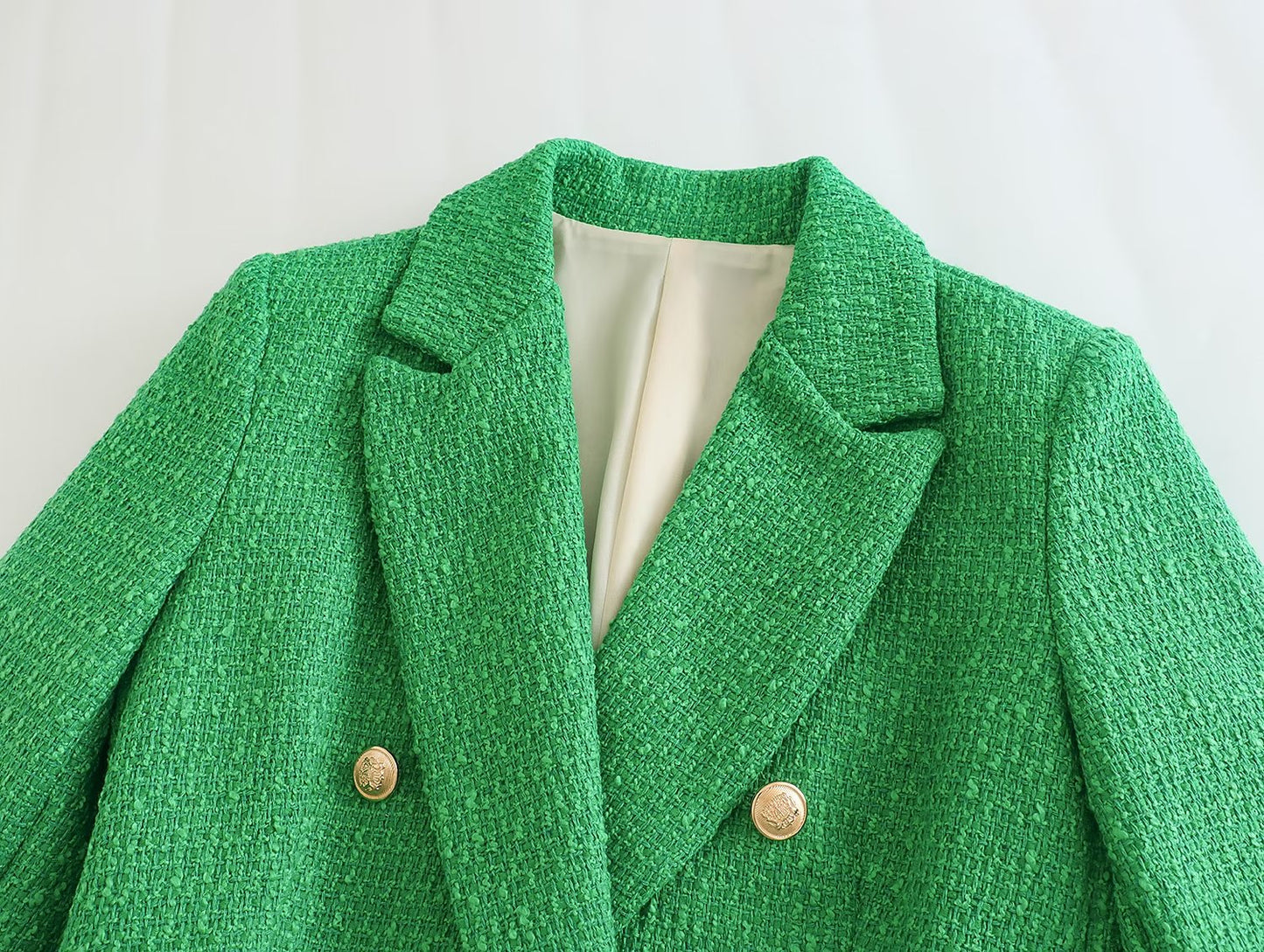 Urban Casual Women Textured Double Breasted Blazer