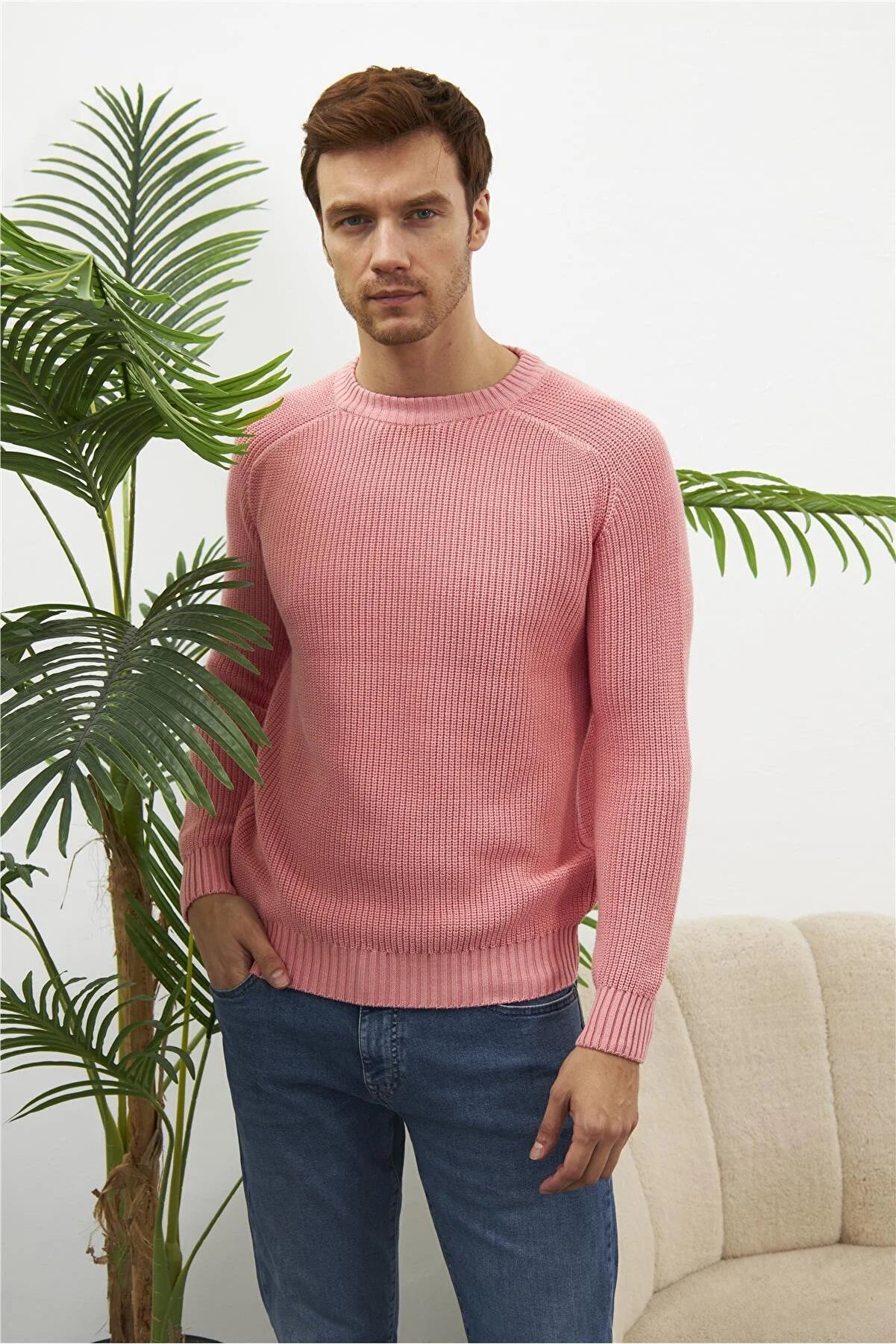 Men's Crew Neck Thessaloniki Knitted Cotton Knitwear Sweater
