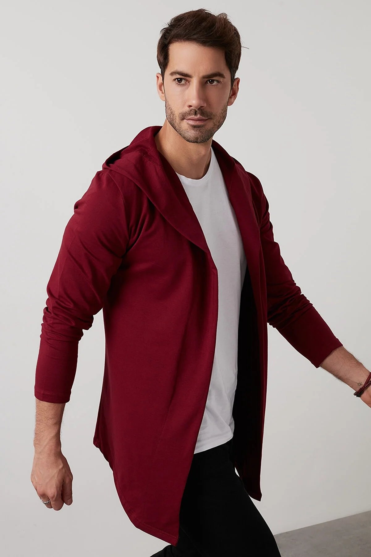 Slim Fit Cotton Hooded Knitted Cardigan