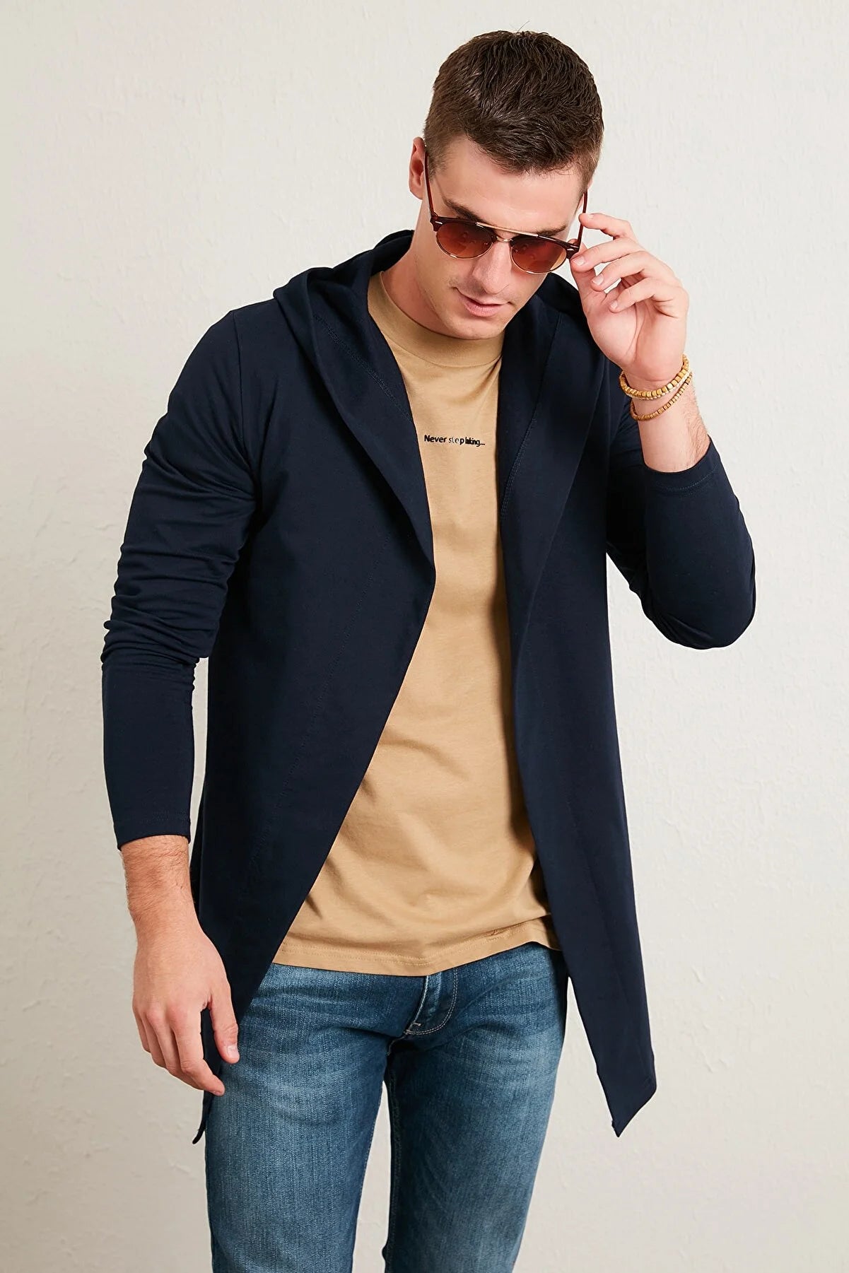 Slim Fit Cotton Hooded Knitted Cardigan