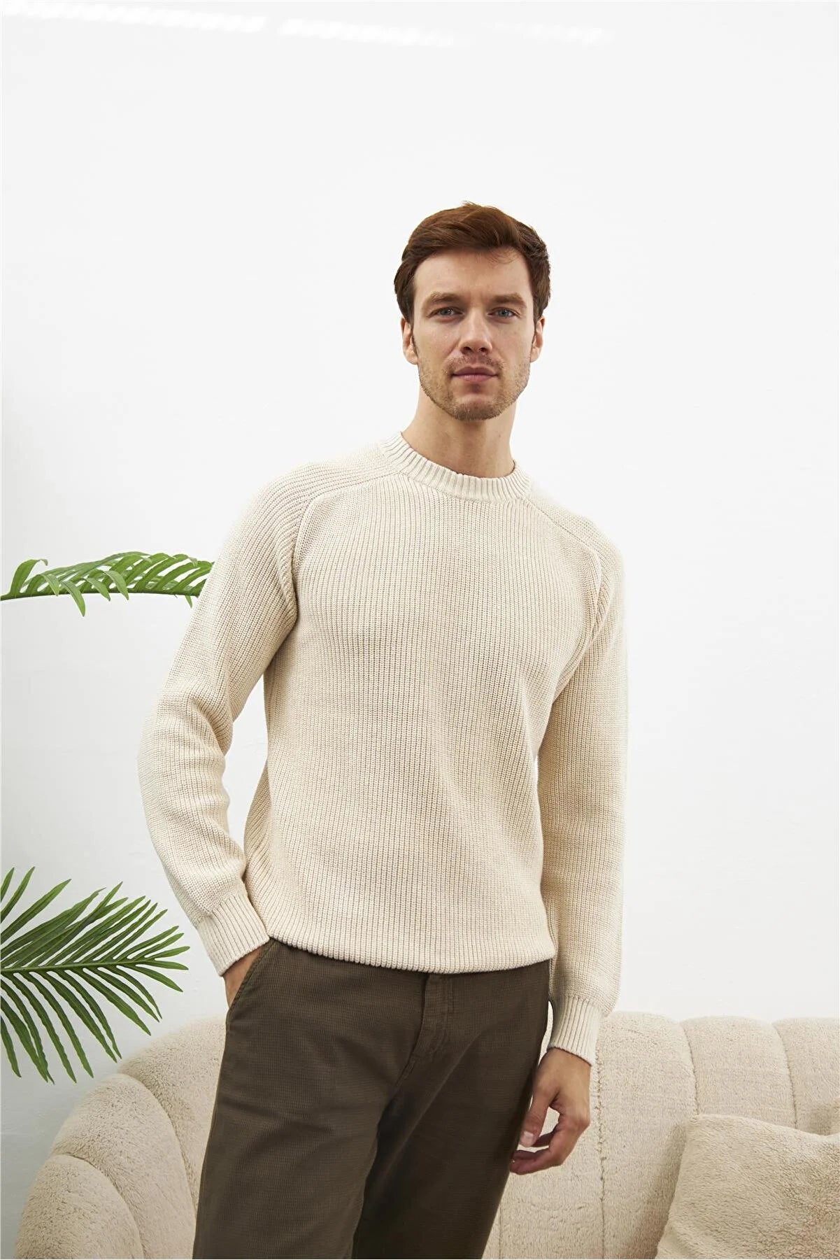 Men's Crew Neck Thessaloniki Knitted Cotton Knitwear Sweater