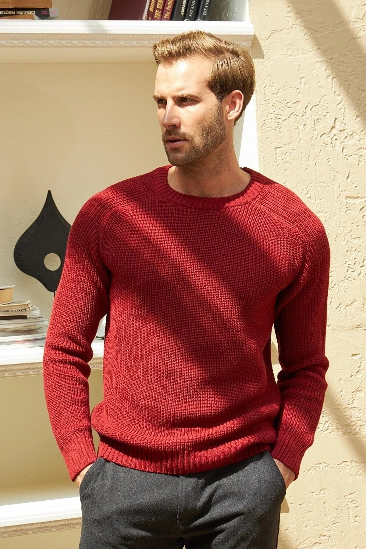 Men's Crew Neck Thessaloniki Knitted Cotton Knitwear Sweater