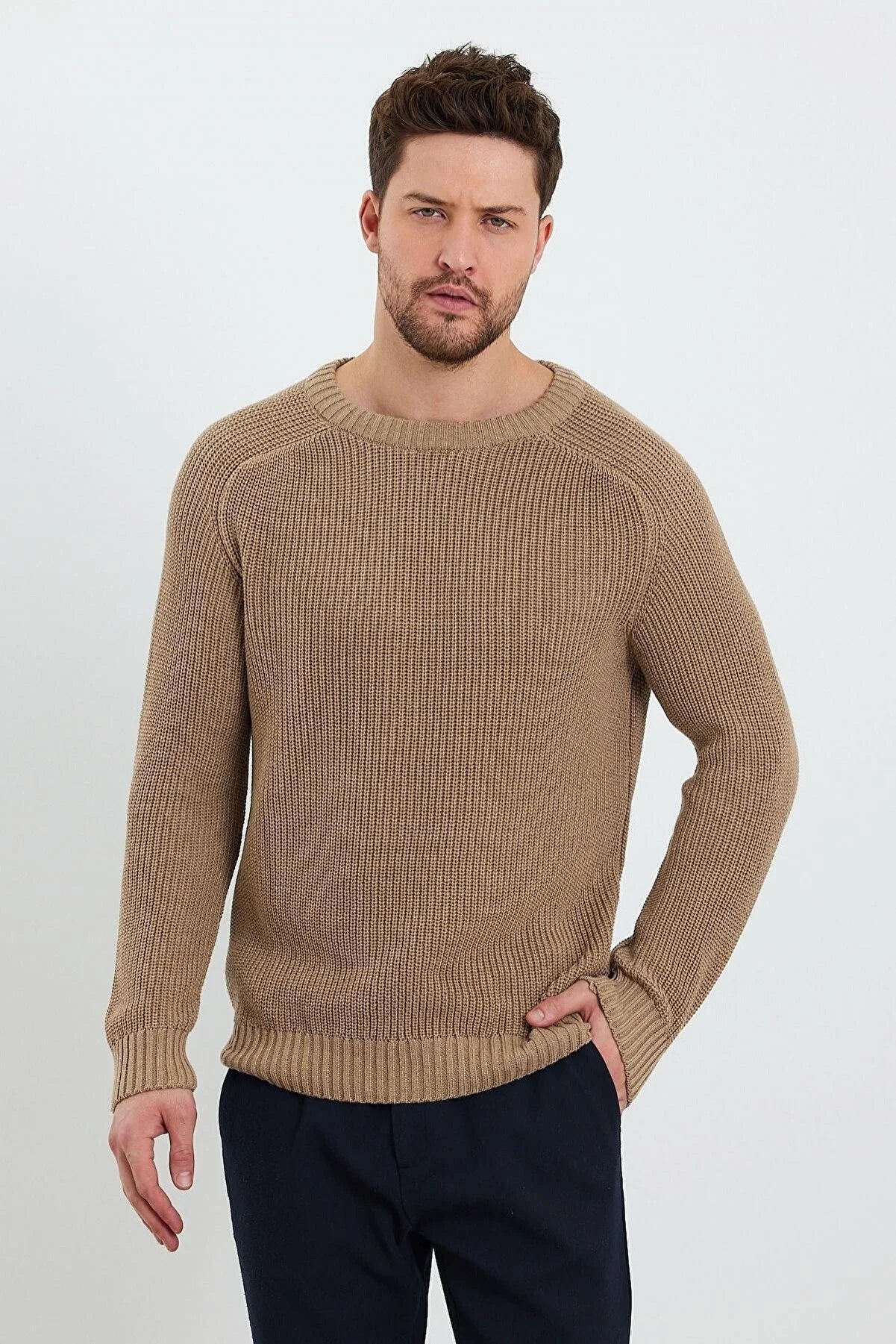 Men's Crew Neck Thessaloniki Knitted Cotton Knitwear Sweater
