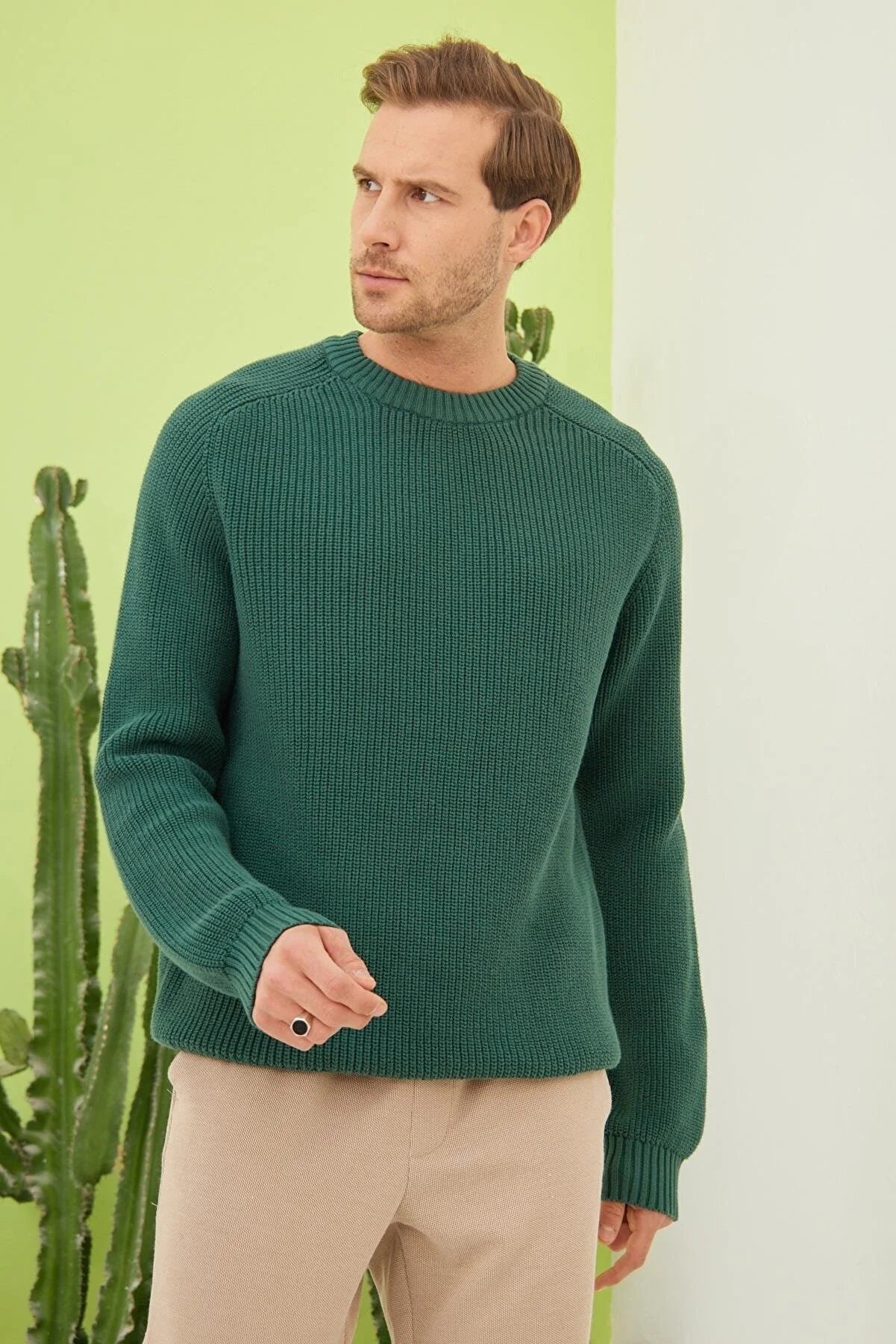 Men's Crew Neck Thessaloniki Knitted Cotton Knitwear Sweater
