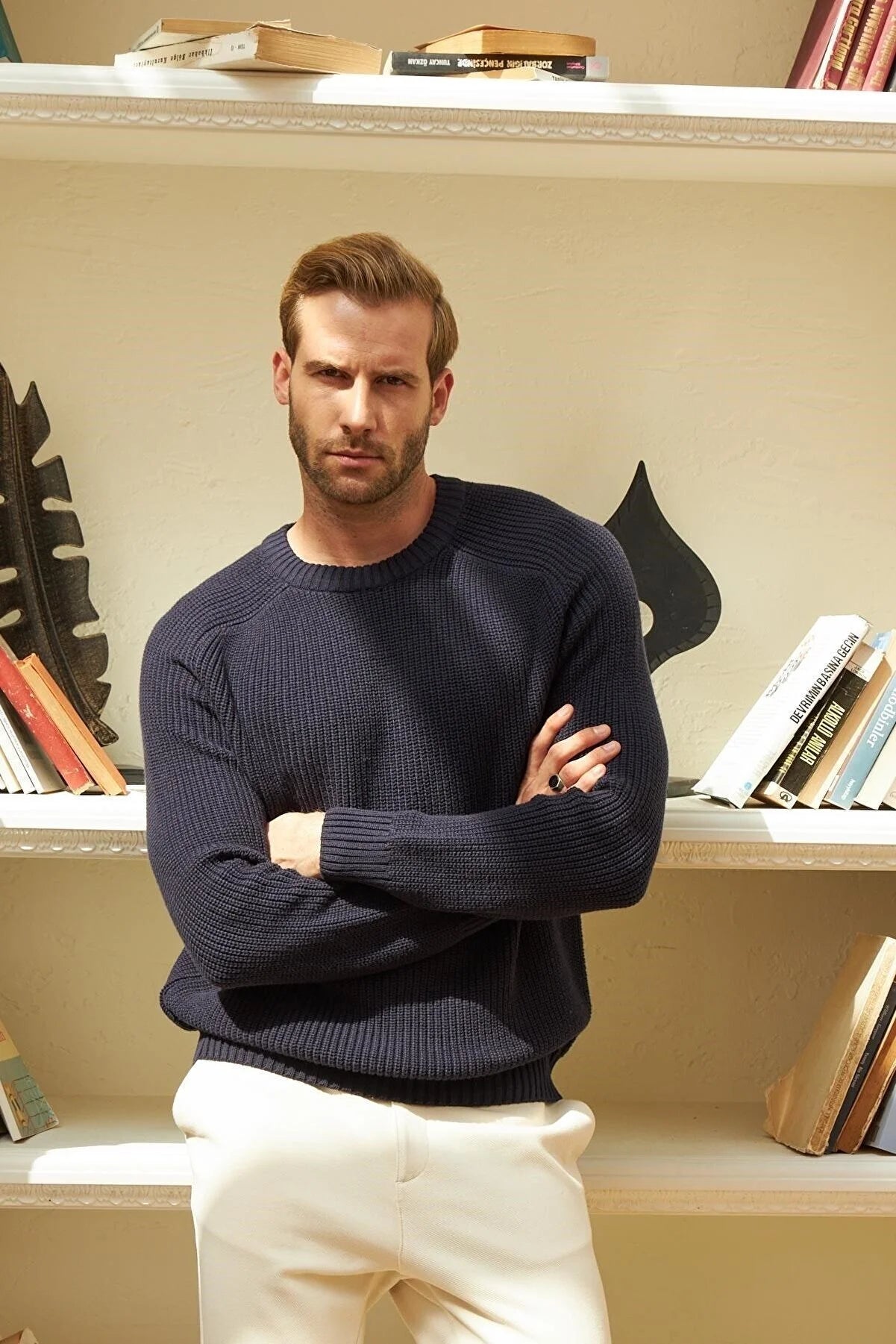Men's Crew Neck Thessaloniki Knitted Cotton Knitwear Sweater