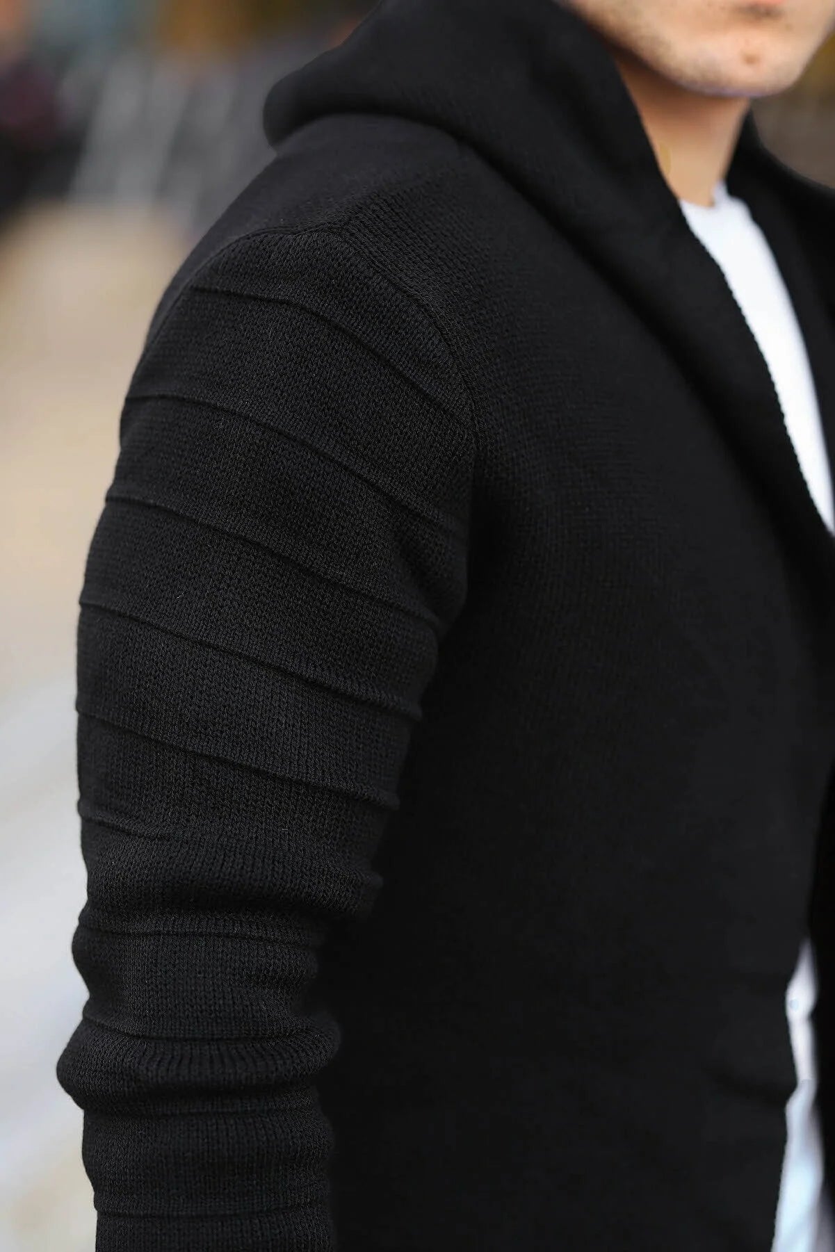 Men's Smoked Patterned Poncho Cardigan
