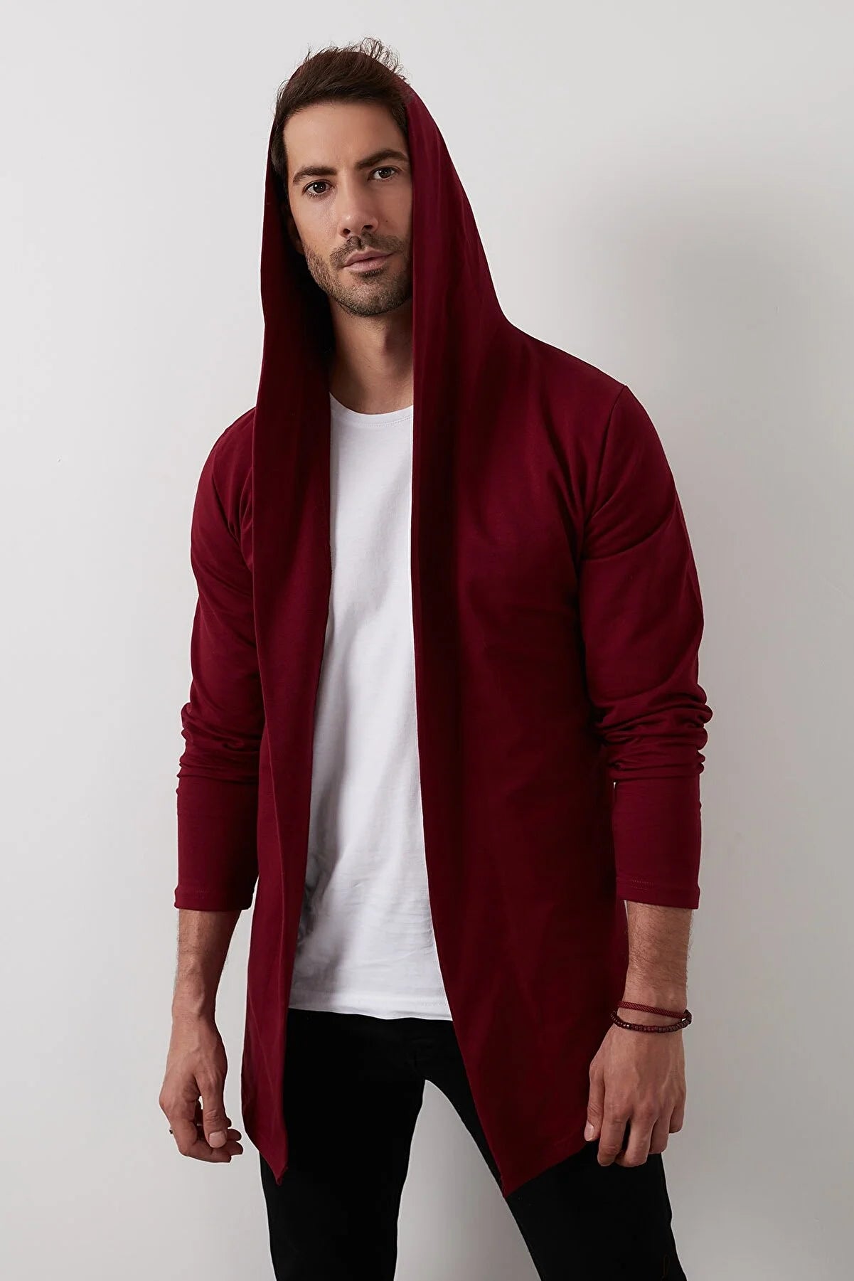 Slim Fit Cotton Hooded Knitted Cardigan