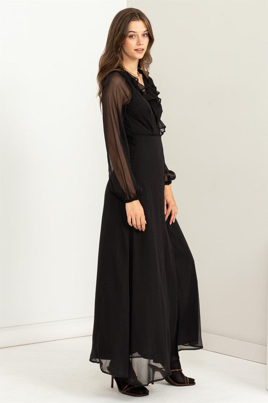 Lost In Love Ruffle Tie-Waist Maxi Wrap Dress