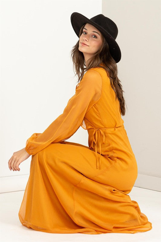 Lost In Love Ruffle Tie-Waist Maxi Wrap Dress