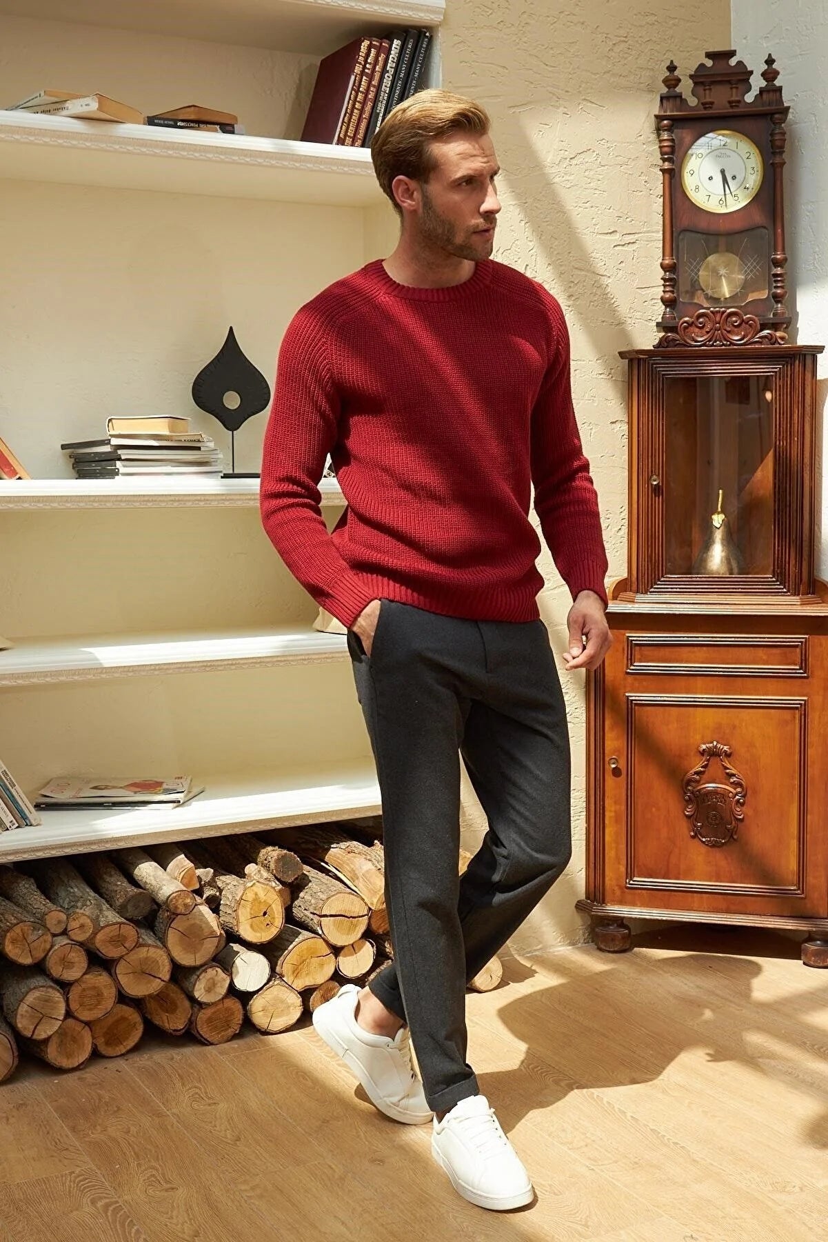 Men's Crew Neck Thessaloniki Knitted Cotton Knitwear Sweater