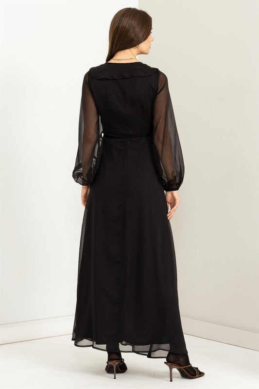 Lost In Love Ruffle Tie-Waist Maxi Wrap Dress
