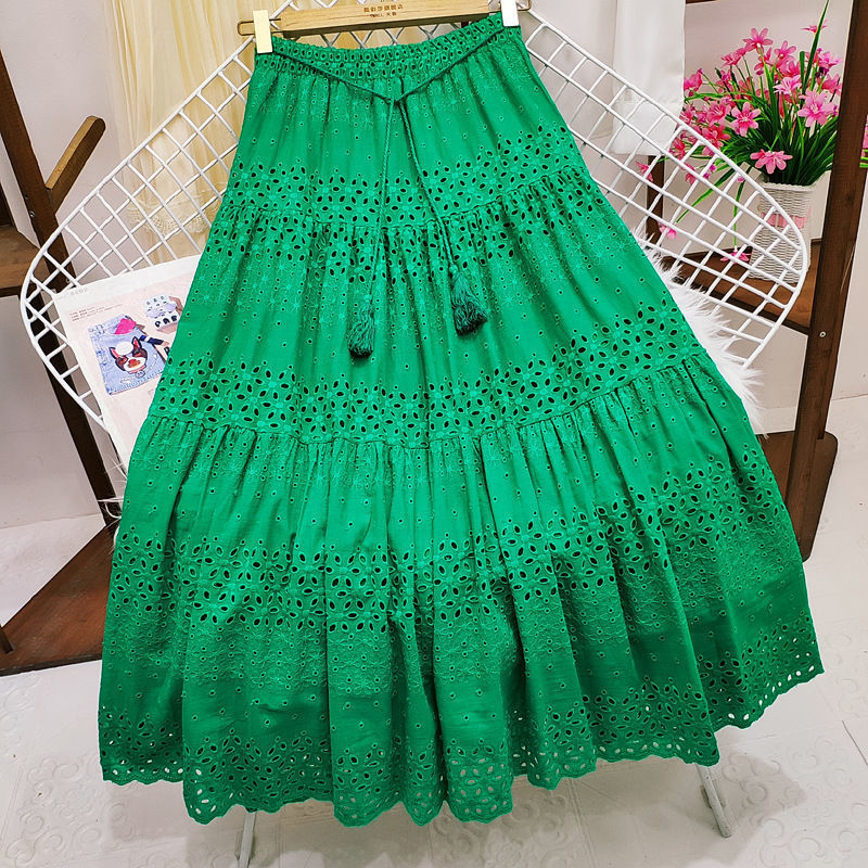 Summer Casual Solid Color Cotton Midi Skirts
