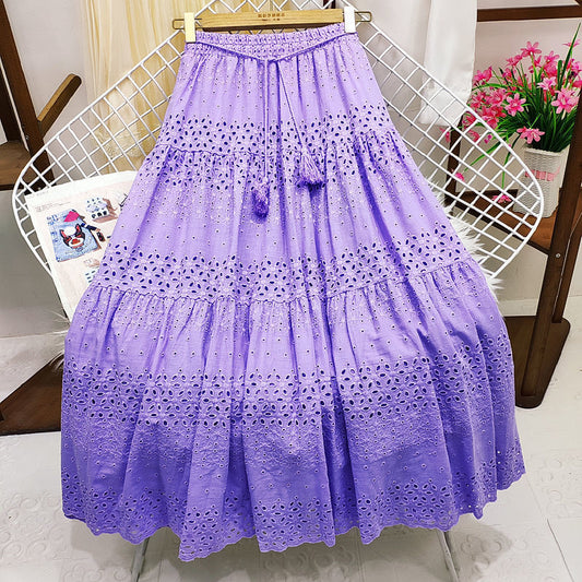 Summer Casual Solid Color Cotton Midi Skirts