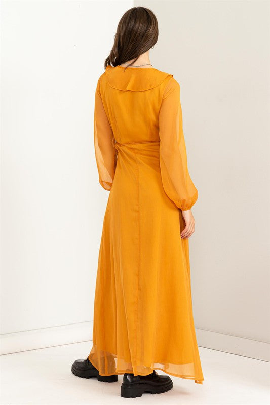 Lost In Love Ruffle Tie-Waist Maxi Wrap Dress