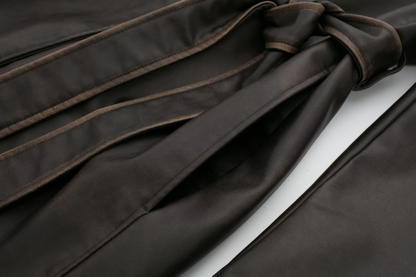 Autumn Winter Street Distressed Effect Faux Leather Zara Design Coat