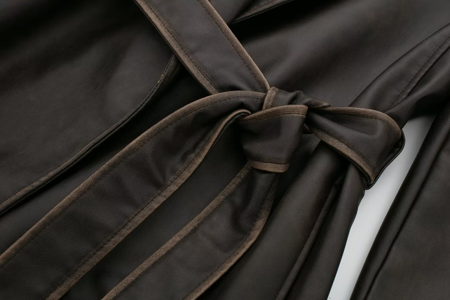 Autumn Winter Street Distressed Effect Faux Leather Zara Design Coat