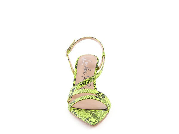 Cherry Tart Snake Print Spool Heel Sandals