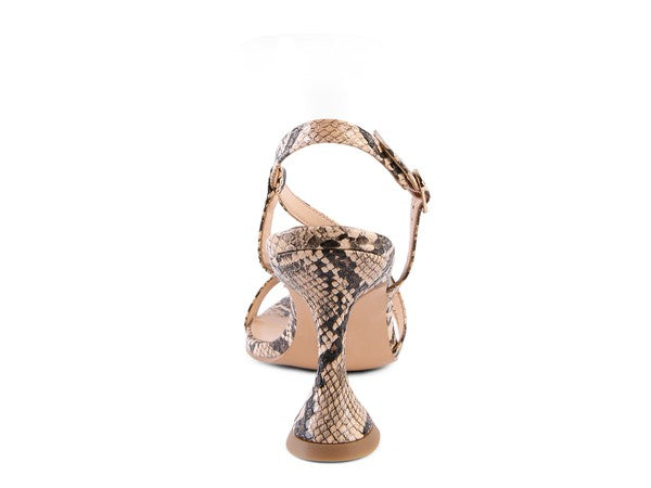 Cherry Tart Snake Print Spool Heel Sandals