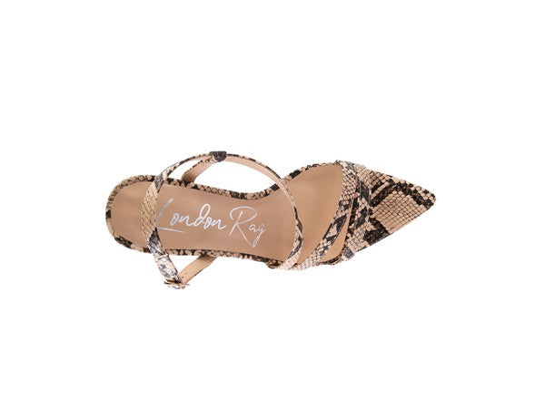 Cherry Tart Snake Print Spool Heel Sandals
