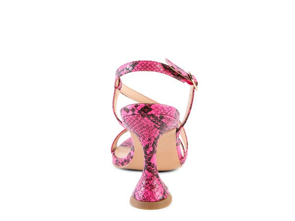Cherry Tart Snake Print Spool Heel Sandals