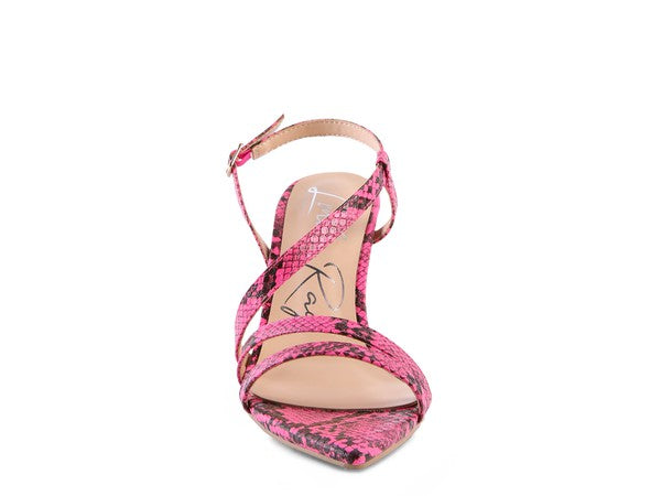 Cherry Tart Snake Print Spool Heel Sandals