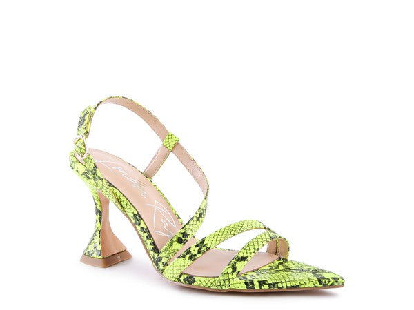 Cherry Tart Snake Print Spool Heel Sandals