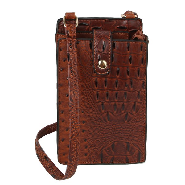 Ostrich Croc Crossbody Cell Phone Purse