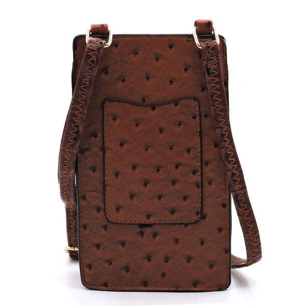 Ostrich Croc Crossbody Cell Phone Purse