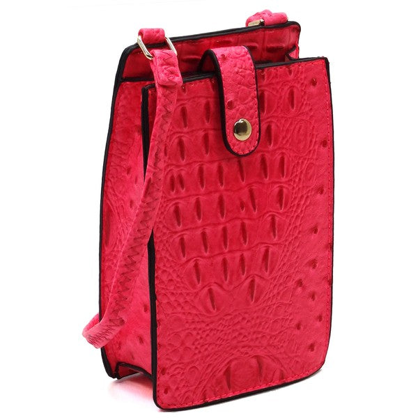 Ostrich Croc Crossbody Cell Phone Purse