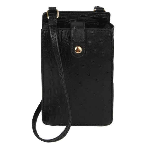 Ostrich Croc Crossbody Cell Phone Purse