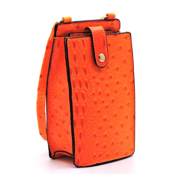 Ostrich Croc Crossbody Cell Phone Purse