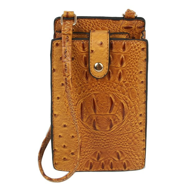 Ostrich Croc Crossbody Cell Phone Purse