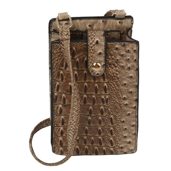 Ostrich Croc Crossbody Cell Phone Purse