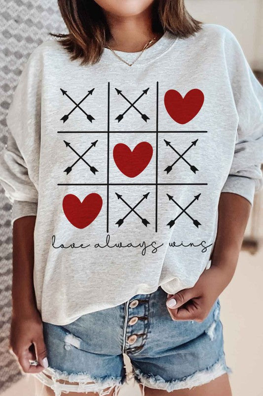 Love Always Wins Valentine Graphic Sweatshirt