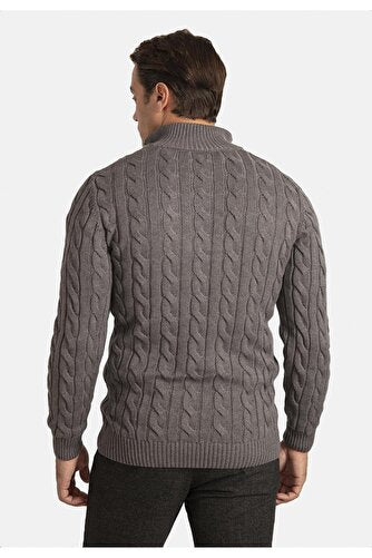Detailed Men's Half Zipper Sweater