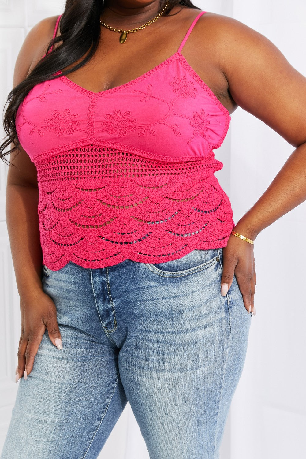 Full Size Sweet Paradise Sleeveless Lace Top