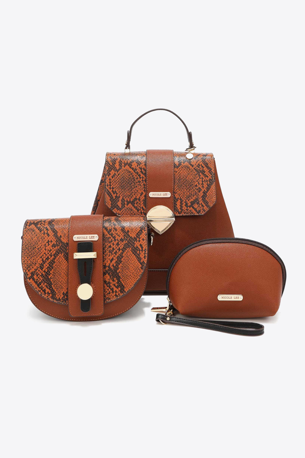 Nicole Lee Python 3-Piece Bag Set