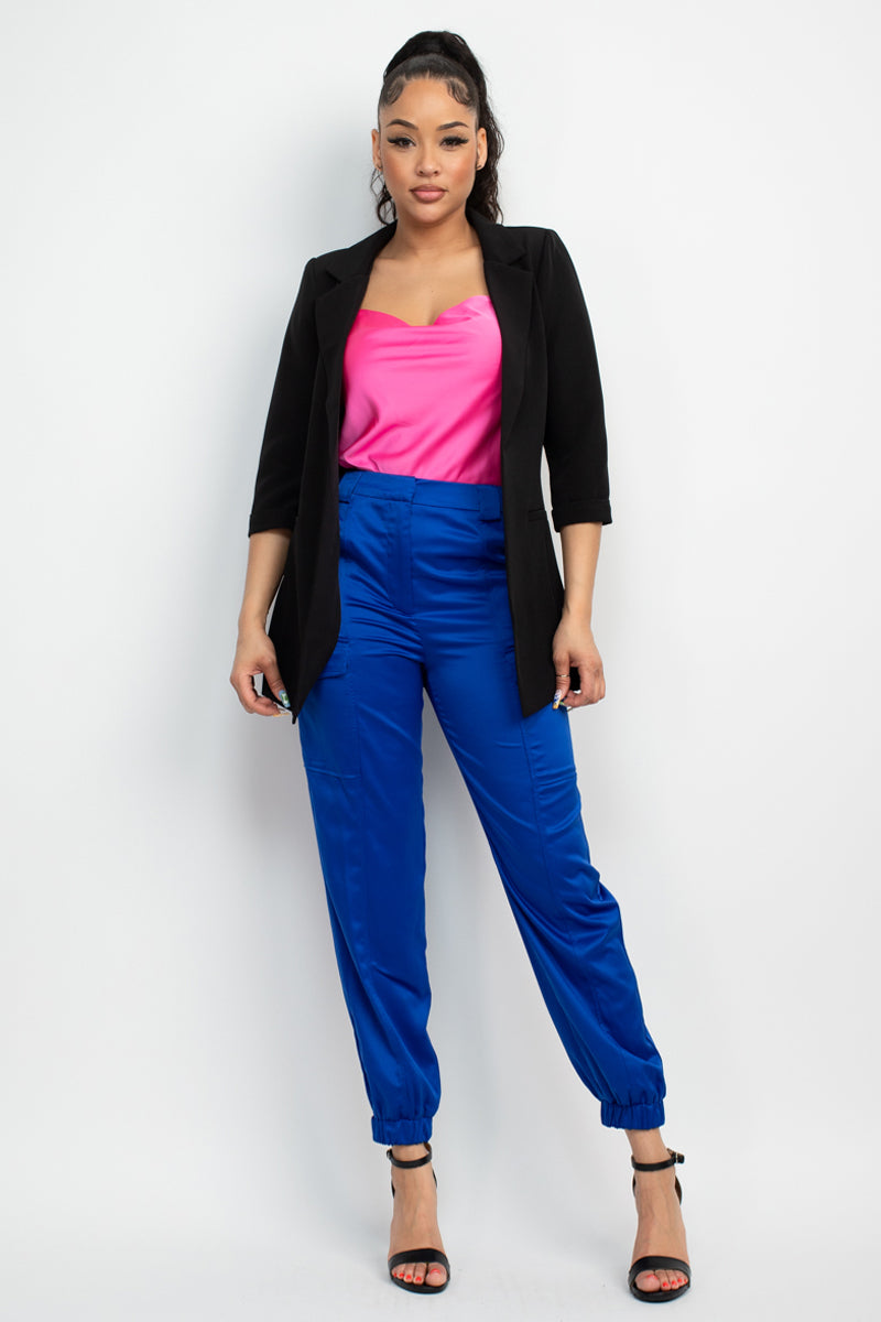 Open Front Notch Solid Blazer