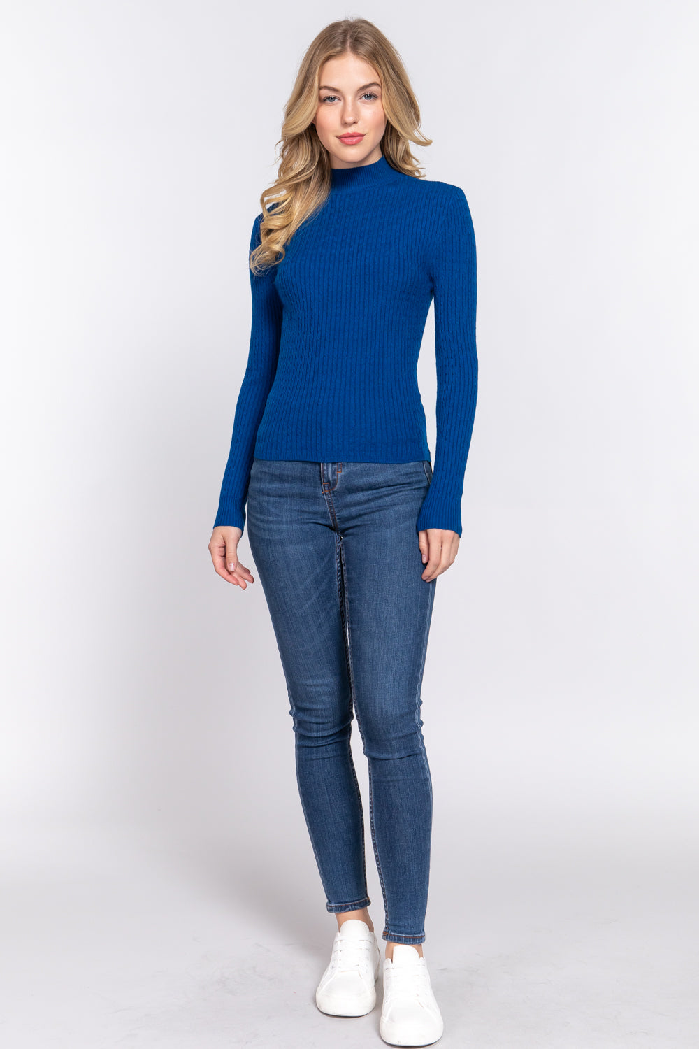 Long Sleeve Mock Neck Rib Sweater