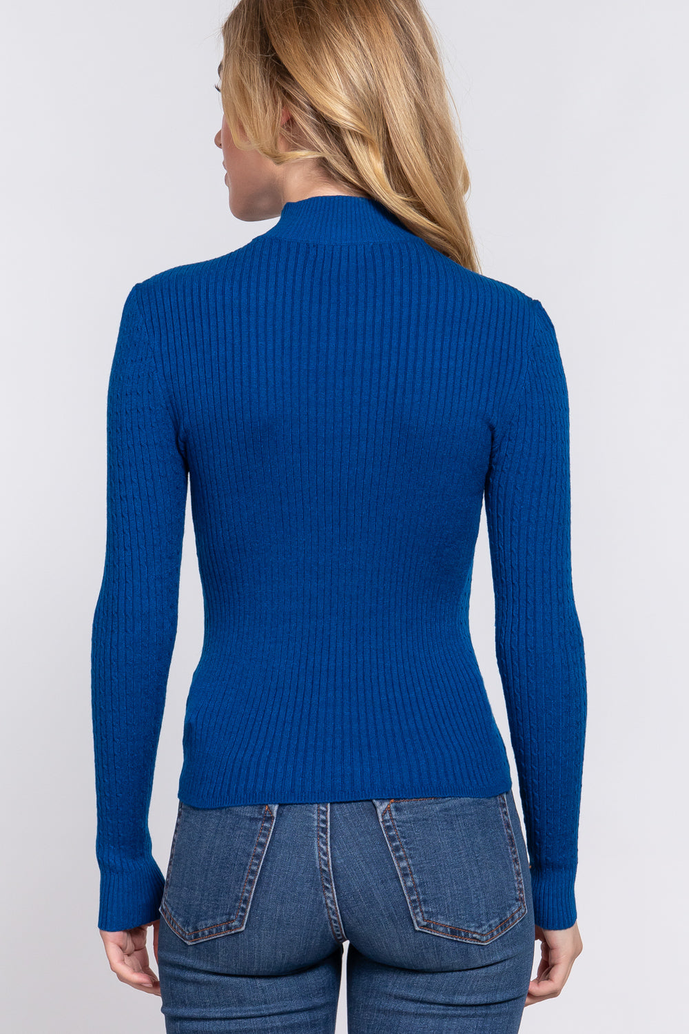 Long Sleeve Mock Neck Rib Sweater