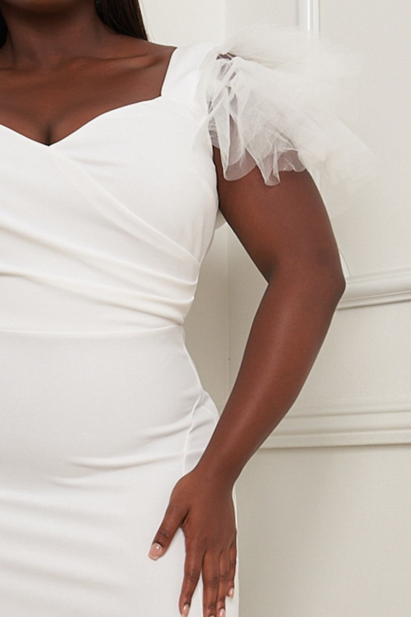 Mesh Tulle Shoulders Plus Size Maxi Dress