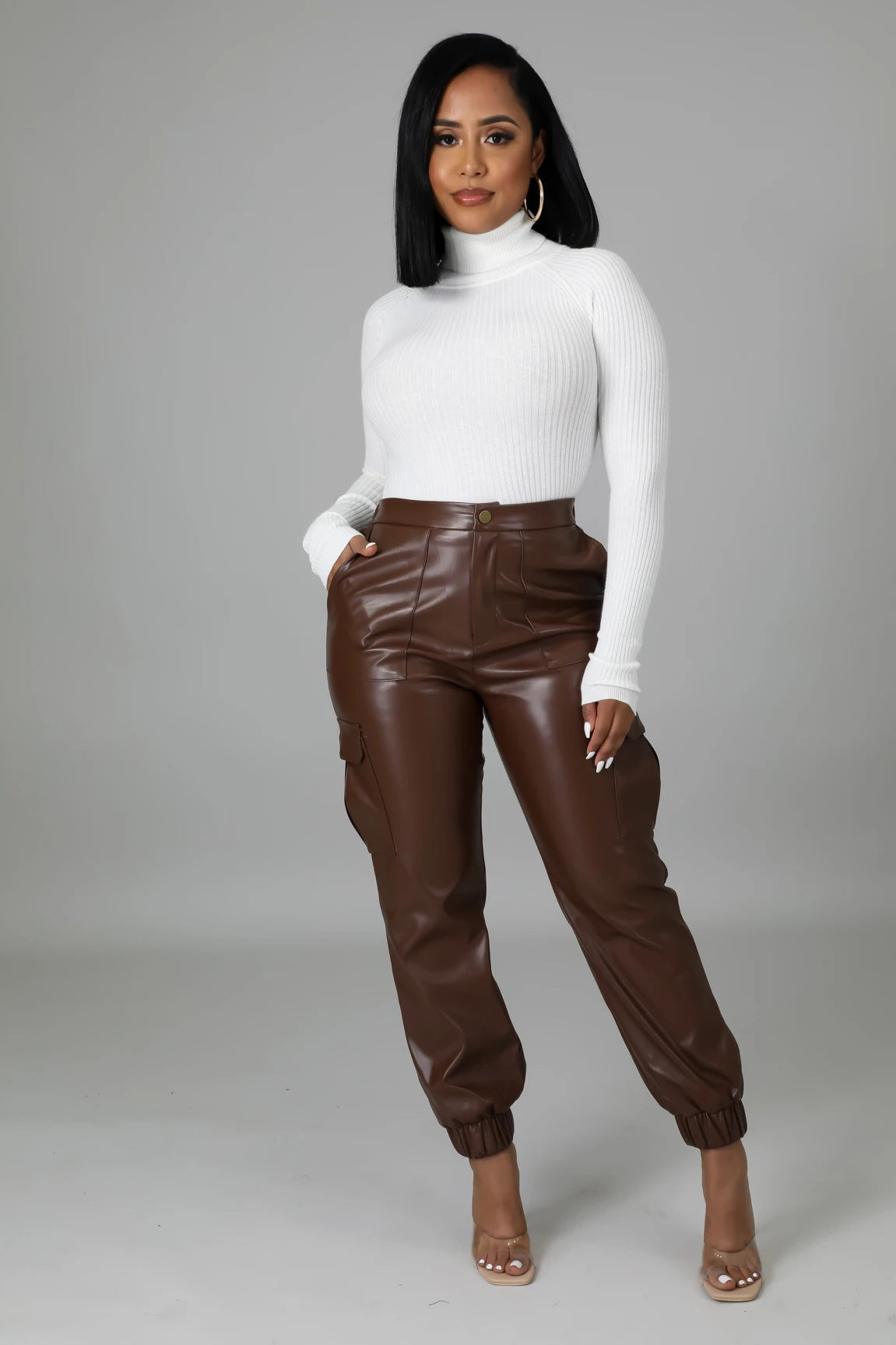 Sexy Pu Leather 2pc Pants Set