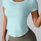 Cutout Round Neck Short Sleeve Active T-Shirt