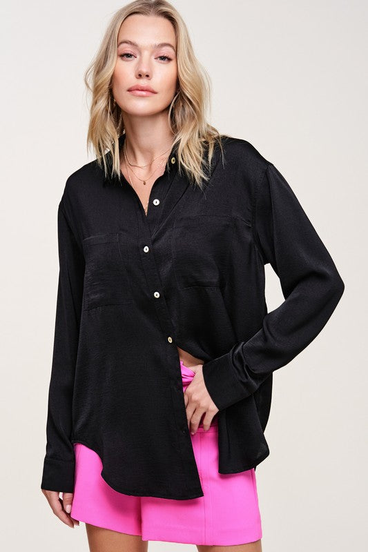 Button down shirt with a gorgeous silky look.