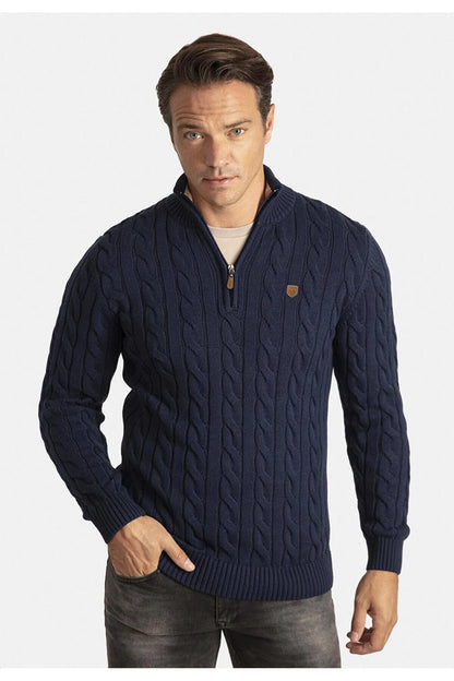 Detailed Men's Half Zipper Sweater