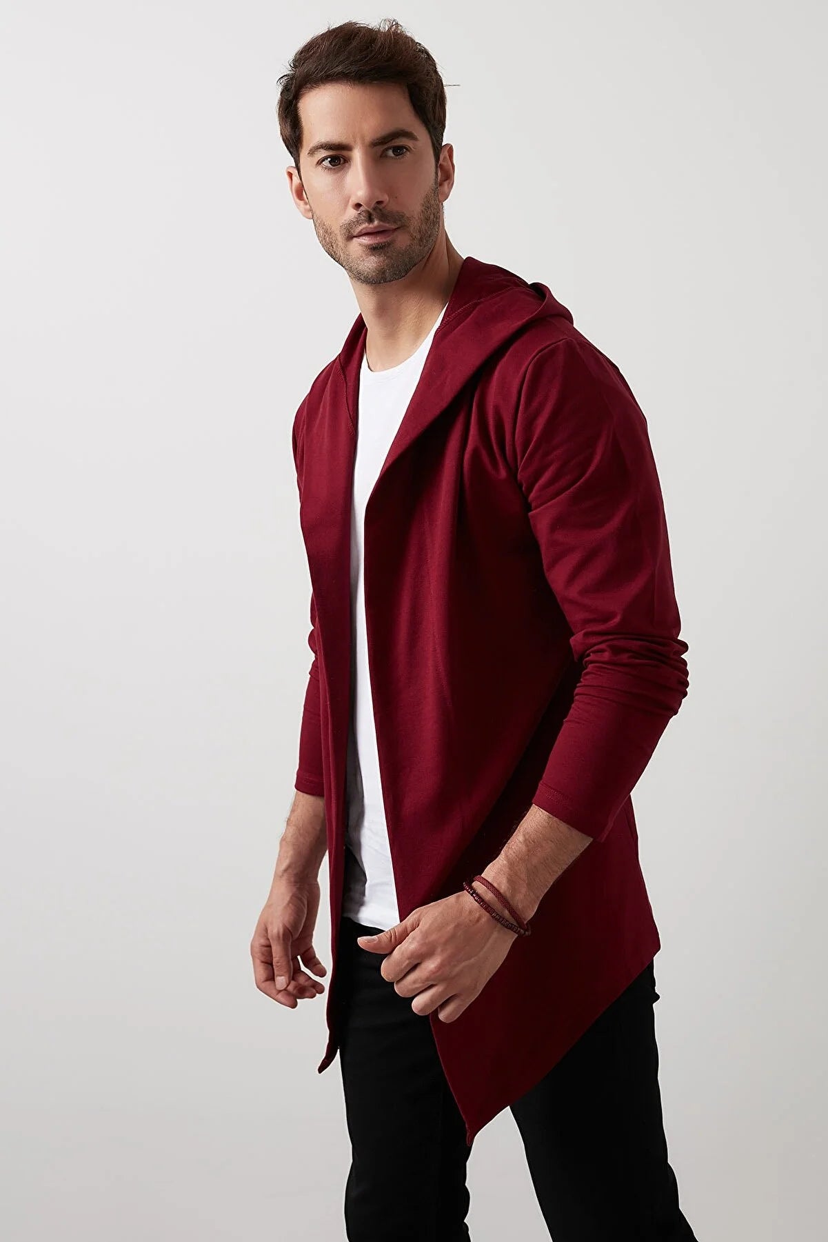 Slim Fit Cotton Hooded Knitted Cardigan