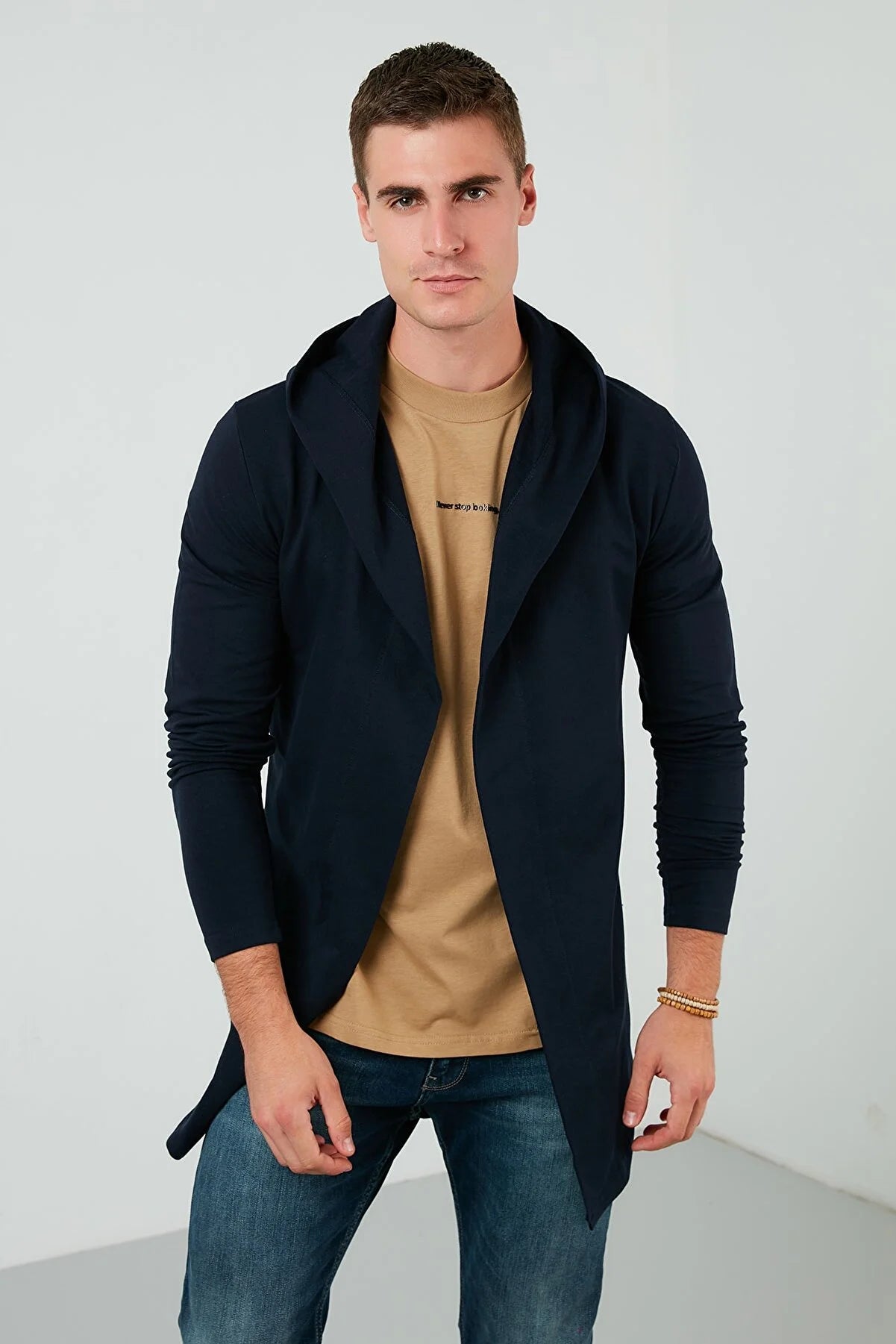 Slim Fit Cotton Hooded Knitted Cardigan