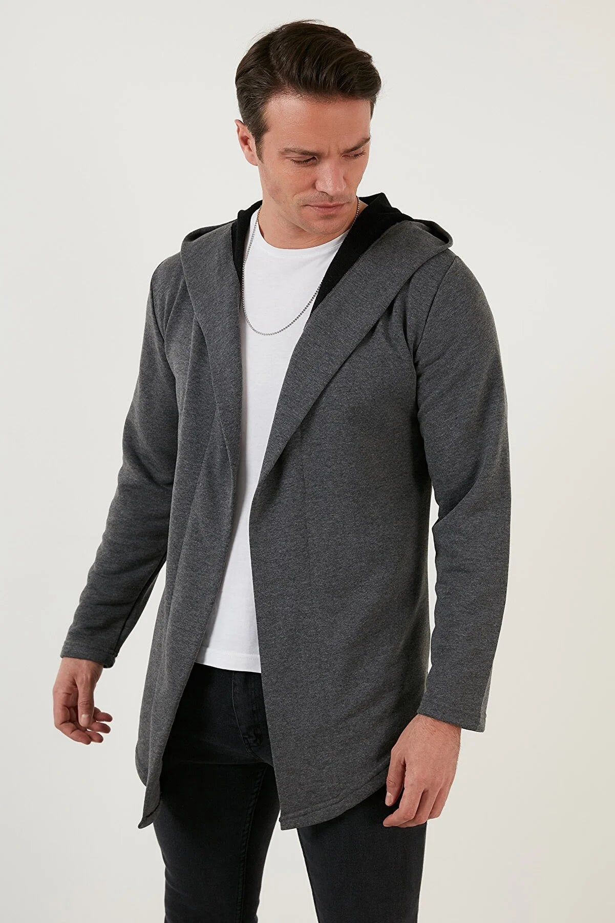 Slim Fit Cotton Hooded Knitted Cardigan