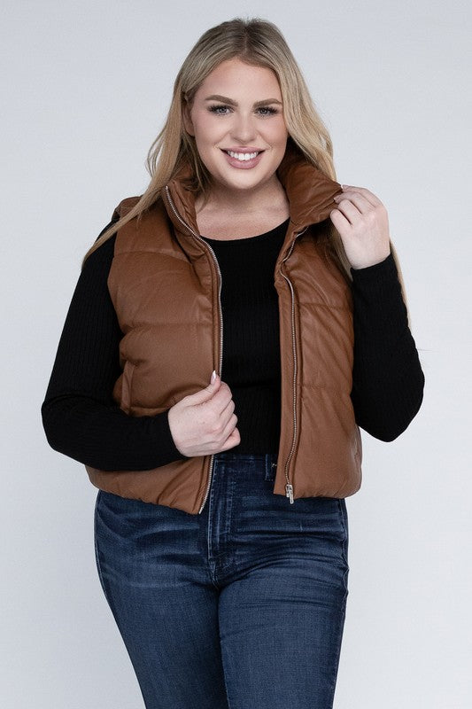 Plus Size Puff Vest