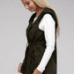 Drawstring Waist Military Hoodie Vest